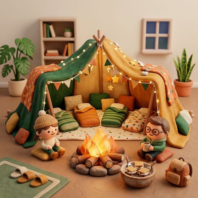 Indoor Camping party invitation theme