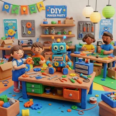 DIY Maker Space kids' party theme